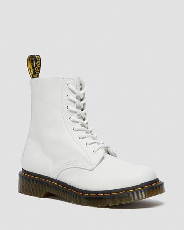 Women's Dr Martens 1460 Pascal Virginia Leather Ankle Boots White | AU 16VRW